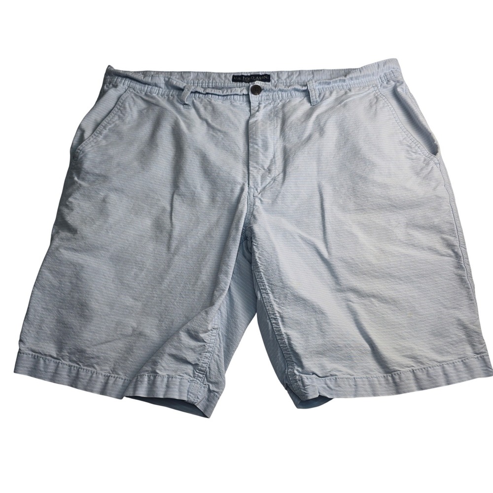 U.S. Polo Assn Chino Shorts Mens W40 Light Blue Striped Relaxed Fit Cotton